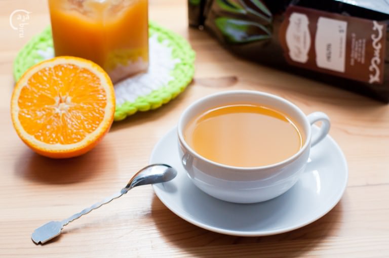 infusión de menta y naranja